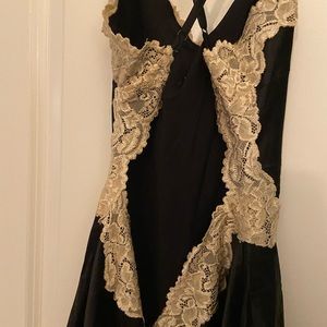 Verge Girl NIB size 12  French black &  lace backless slip dress